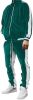 Men's 2 Pieces Full Zip Tracksuits Golden Velvet Thickening Sport Suits Casual Outfits Jacket & Pants Fitness Tracksuit Sets - S - Green