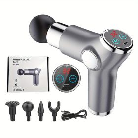 High Frequency Massage Gun Mini LCD 32 Speeds Fascia Gun Muscle Massager Relaxation Body Relax Fitness - grey