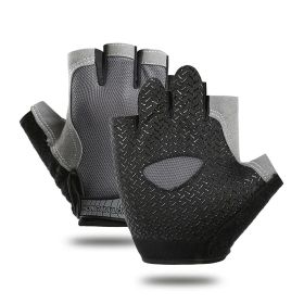 Breathable Fitness Gloves Gym Weightlifting Thin Non-slip Half Finger Cycling Gloves Equipment Yoga Bodybuilding Training Sports Grey Color - XL