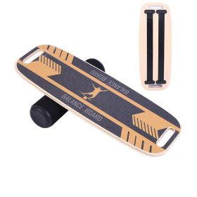 Non Slip Yoga Balance Board Rehabilitation Training Wood (Option: 06Yellow handle-B)