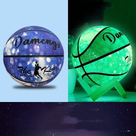 Luminous Luminous Basketball PU Soft Leather Outdoor Wear-resistant And Non-slip (Option: Starry sky blue luminous-6Ball)